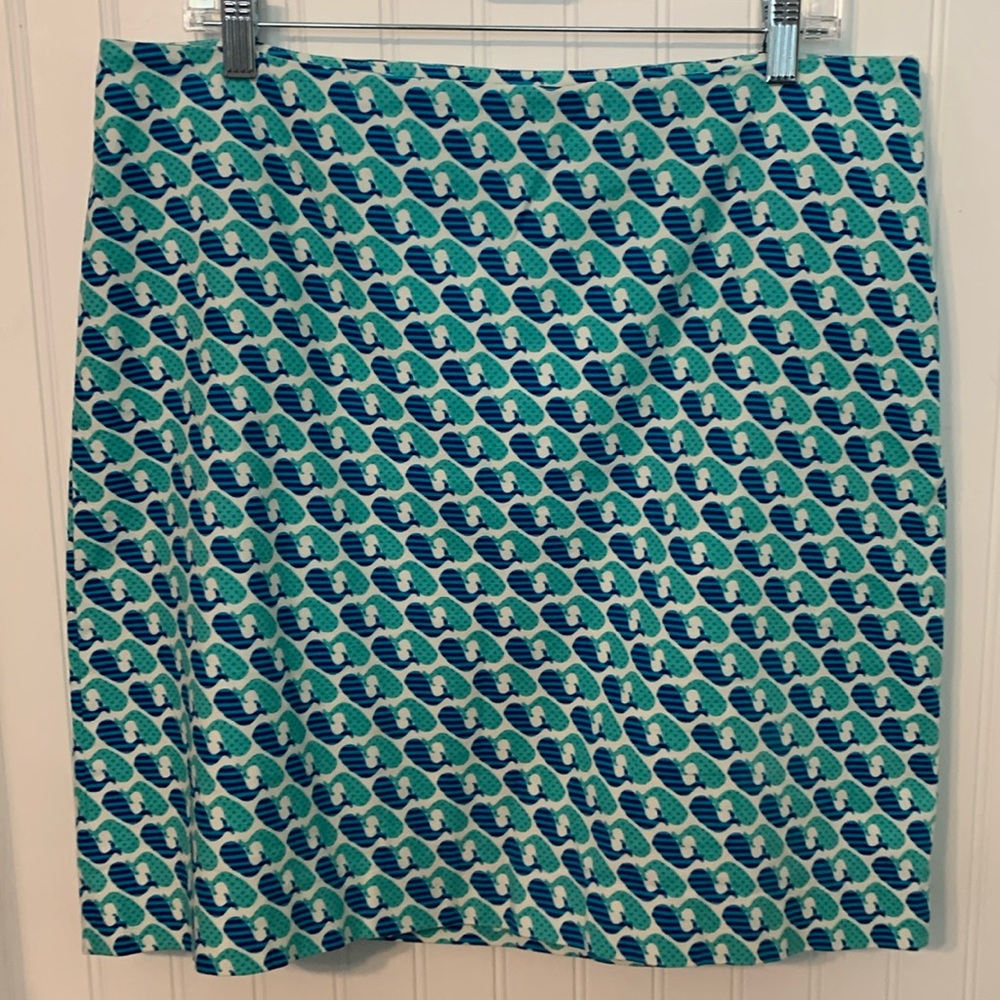 Talbots Whale Print Preppy Mini Skirt with Side Zipper Size 12P
